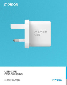 Momax ONEPLUG 35W 2-Port GaN Mini Charger (7187289145407)