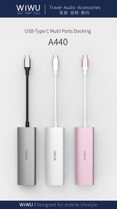 WiWU Alpha 440, WIWU USB Hub 4 Ports Multi USB Adapter for MacBook Pro Air USB Splitter - Custom Mac BD (4439836950591)