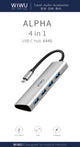 WiWU Alpha 440, WIWU USB Hub 4 Ports Multi USB Adapter for MacBook Pro Air USB Splitter - Custom Mac BD (4439836950591)