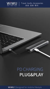 WiWU Alpha 831HRT, WiWU Type C Hub, 8 in 1 Adapter with USB C to RJ45 HD MI 3USB Card Reader Multifunctional USB HUB - Custom Mac BD (4439833411647)