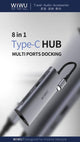 WiWU Alpha 831HRT, WiWU Type C Hub, 8 in 1 Adapter with USB C to RJ45 HD MI 3USB Card Reader Multifunctional USB HUB - Custom Mac BD (4439833411647)