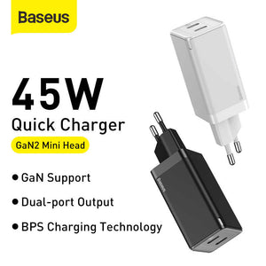Baseus 45W GaN Charger PD With Fast Charging Type C 1m Cable (4719412412479)