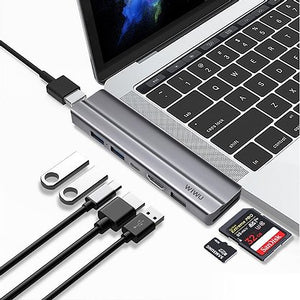 WiWU T9 hub, 8 in 1 hub, USB C Hub with Type C Adapter (4743538278463)