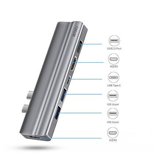WiWU T9 hub, 8 in 1 hub, USB C Hub with Type C Adapter (4743538278463)