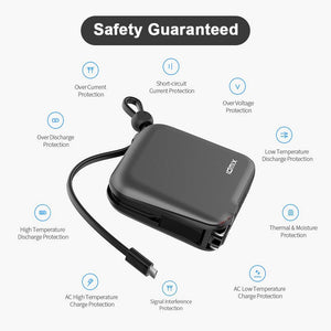 IDMIX Portable Charger for iPhone Battery Pack 10000mAh External Battery for ipad, Power Bank with Built in MFI Certified Apple Lightning Charger Cable, Built in Wall Plug & Travel Adapters (Grey) - Custom Mac BD (4461027885119)
