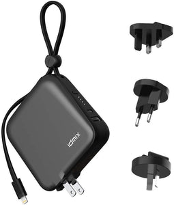 IDMIX Portable Charger for iPhone Battery Pack 10000mAh External Battery for ipad, Power Bank with Built in MFI Certified Apple Lightning Charger Cable, Built in Wall Plug & Travel Adapters (Grey) - Custom Mac BD (4461027885119)