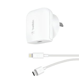Belkin 20W USB-C PD GaN Wall Charger + USB-C to Lightning Cable (6849164443711)